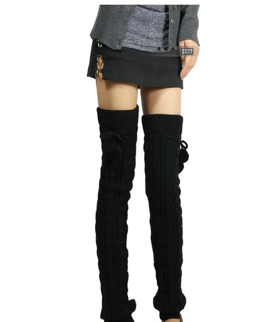 65cm Women's Long Leg Warmers Thickened Over Knee Warm Boot Cover Lolita Knitted Crochet Socks Boot Cuffs Pile Socks Party Dance eprolo