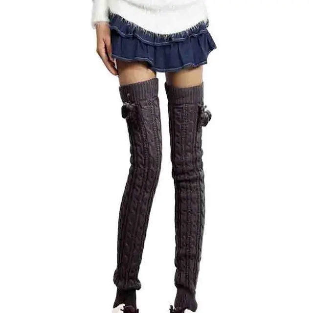 65cm Women's Long Leg Warmers Thickened Over Knee Warm Boot Cover Lolita Knitted Crochet Socks Boot Cuffs Pile Socks Party Dance eprolo