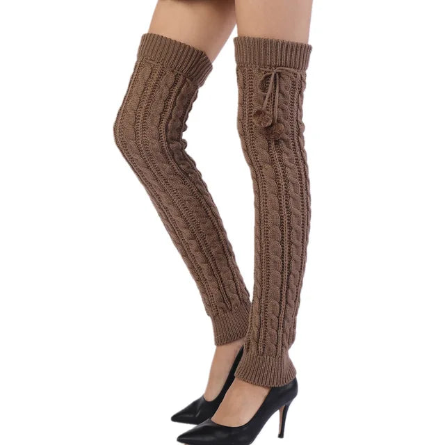 65cm Women's Long Leg Warmers Thickened Over Knee Warm Boot Cover Lolita Knitted Crochet Socks Boot Cuffs Pile Socks Party Dance eprolo