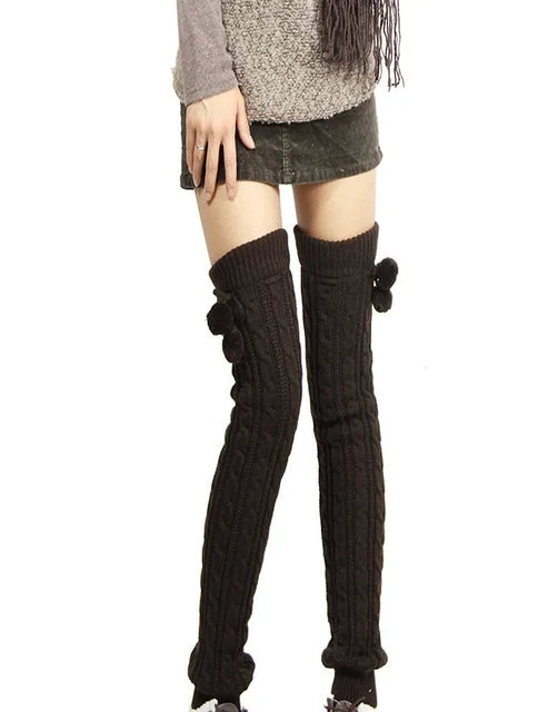65cm Women's Long Leg Warmers Thickened Over Knee Warm Boot Cover Lolita Knitted Crochet Socks Boot Cuffs Pile Socks Party Dance eprolo