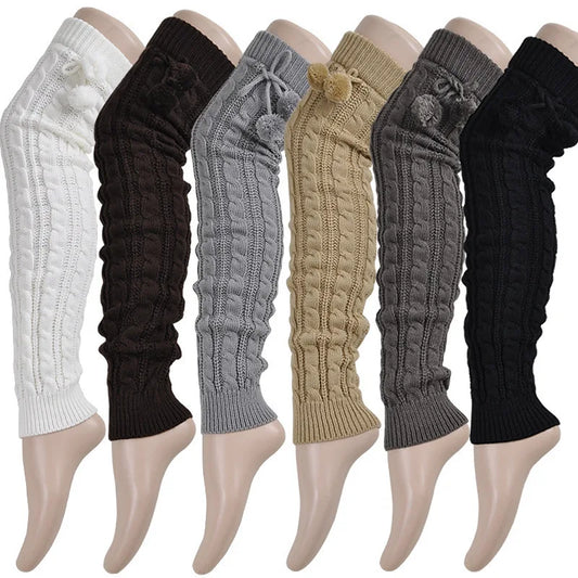 65cm Women's Long Leg Warmers Thickened Over Knee Warm Boot Cover Lolita Knitted Crochet Socks Boot Cuffs Pile Socks Party Dance eprolo