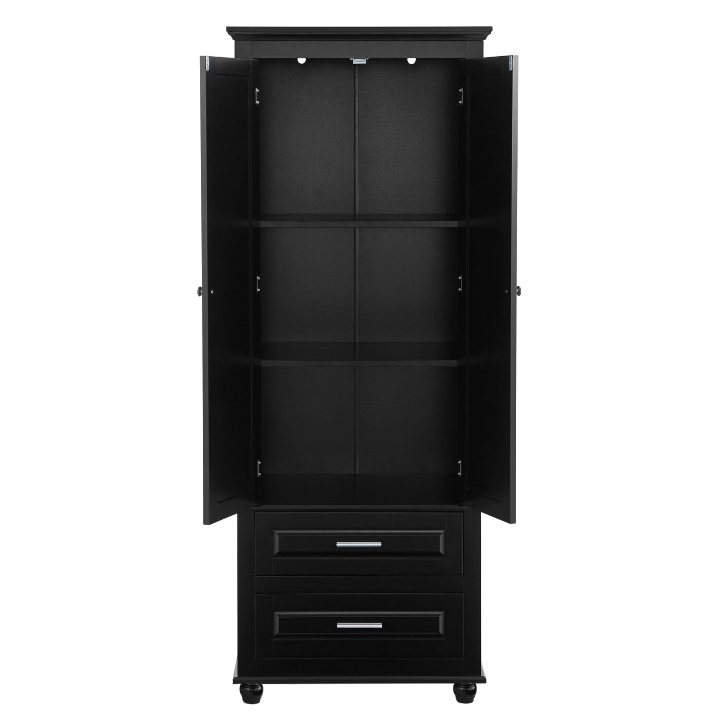 Tall Storage Cabinet with Two Drawers for Bathroom/Office, Black eprolo
