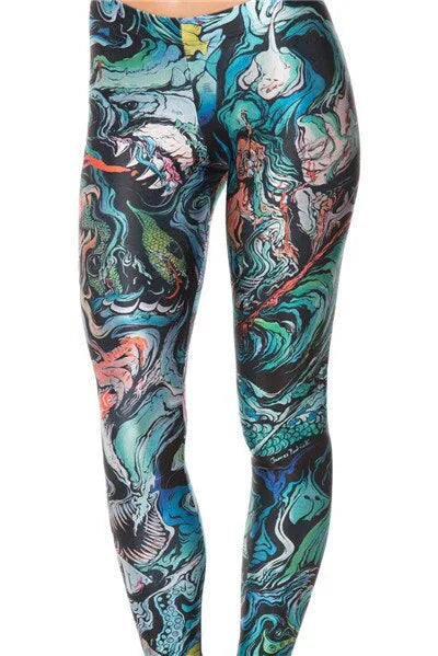 Merman Print Leggings for Women - Shello's Creative Boutique