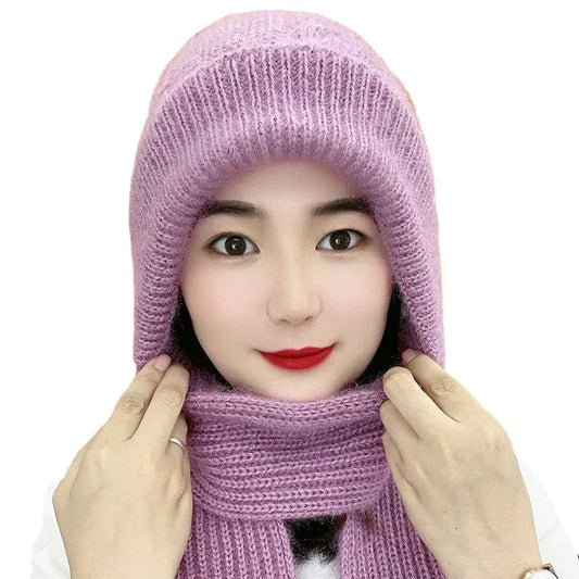 Hats Women's Autumn And Winter Hats Scarves One Piece Squirrel Fur Snow Hats Plush Wool Hats Plush Ear Protection Knitted Hats - Shello's Creative Boutique