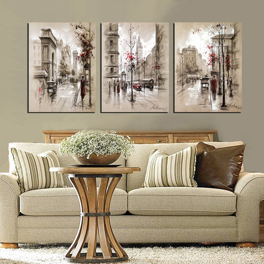 Home Decor Canvas Painting City Street Wall Art Picture Canvas Prints Modern Wall Pictures for Living Room No Frame