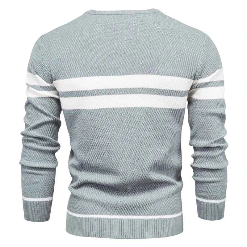 New Autumn Pullover Men's O-neck Patchwork Long Sleeve Warm Slim Sweaters Casual Fashion Sweater