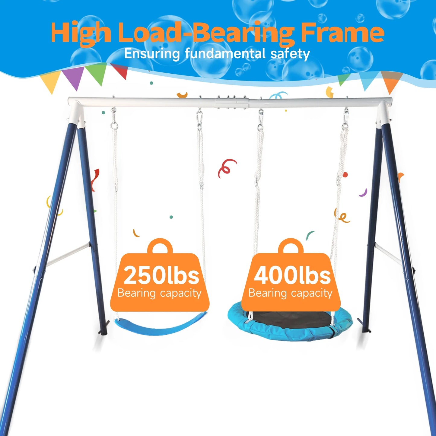 Kids Metal Swing Set for Backyard Outdoor Playground Two Functional Swing Set For Kids Outdoor Equipment - Shello's Creative Boutique
