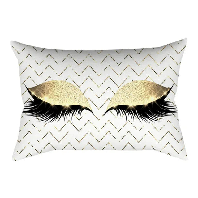 Eyelash Out Soft Velvet Cushion Cover – Chic Marble Pillow Case for Home & Sofa Decor - Shello's Creative Boutique