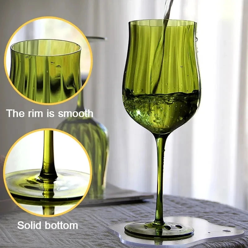 4/2/1Pcs Creative French Medieval Red Wine Glass Hand Blown Margarita Cocktail Goblet Glass Cup Dense Edges Vintage Flower Bloom eprolo