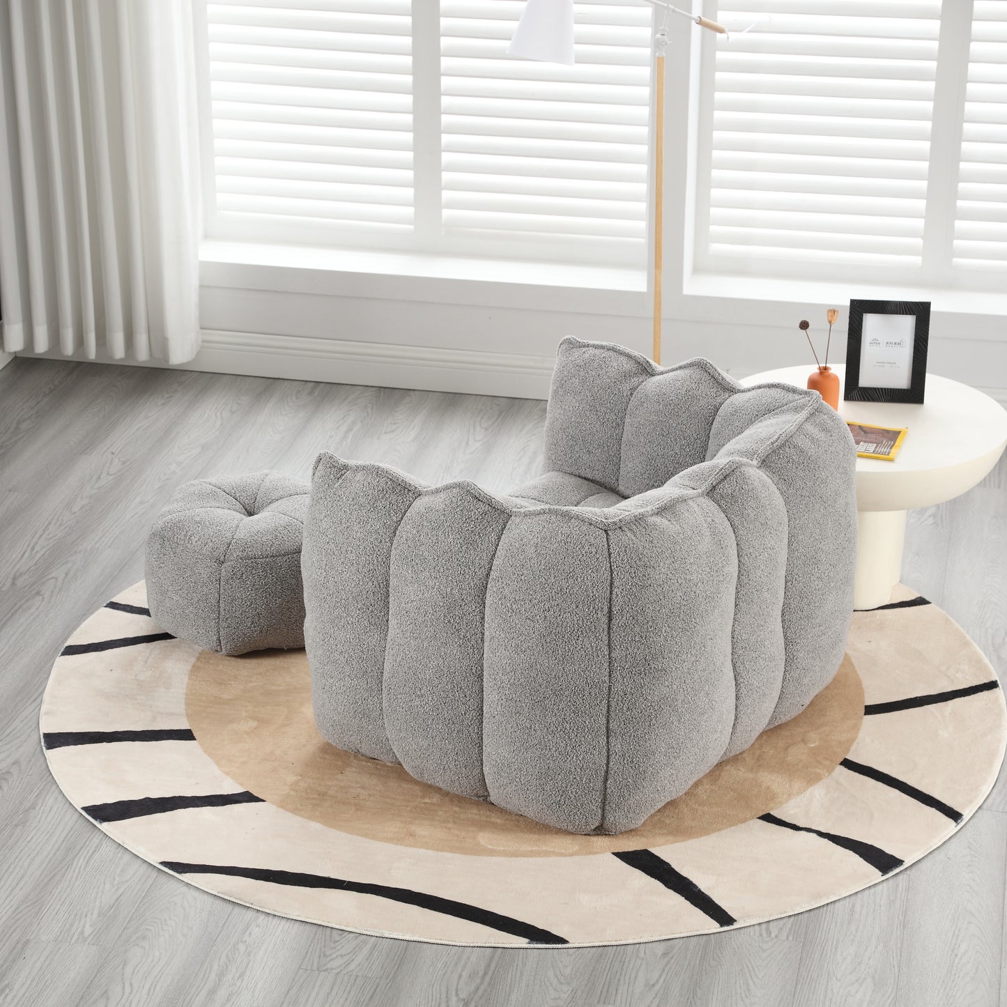 Soft Bean Bag Chair with High Resilient Foam(Chips)for living room and bedroom,Comfortable Square Lazy Sofa with Footstool eprolo