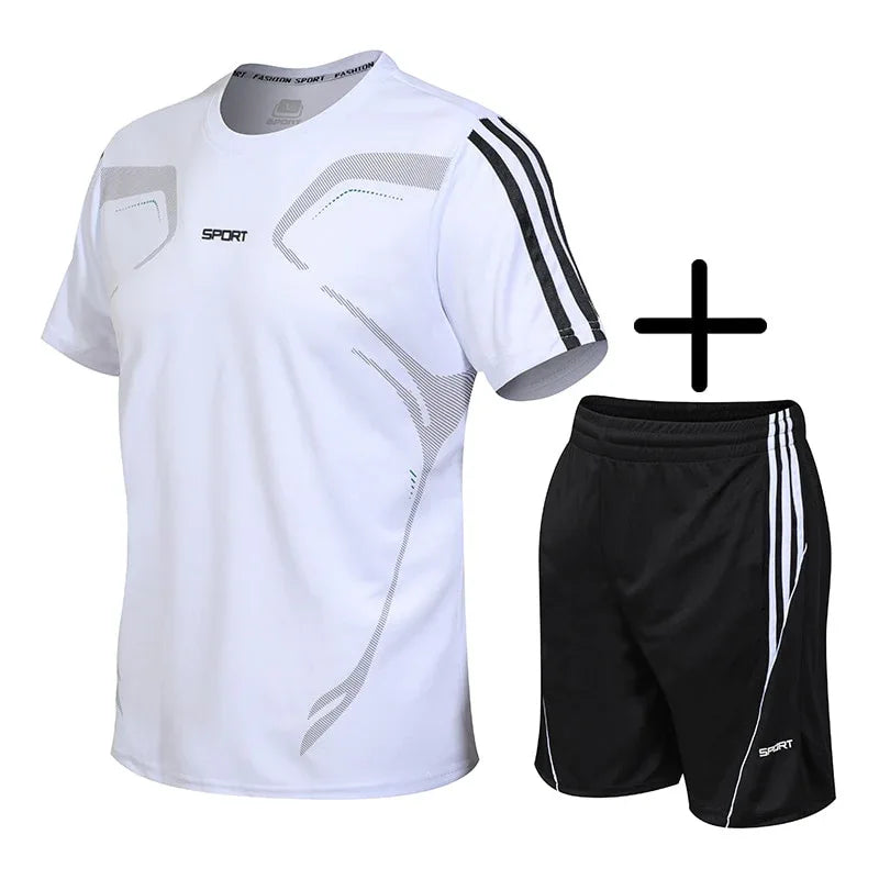 5XL Running T Shirt Sport GYM Tshirt Short Sleeve Football Basketball Tennis Shirt Quick Dry Fitness Sports Set Suits Sportswear - Shello's Creative Boutique