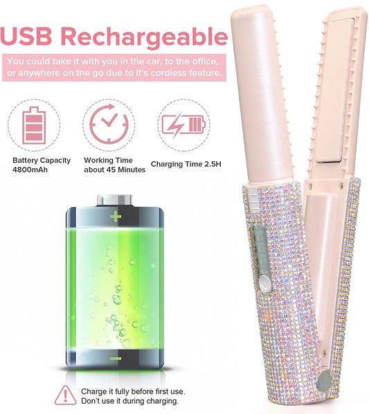 Electric USB Hair Straightening Brush Straightener Brush Multifunctional Comb Straightening Styler Hair Curler - Shello's Creative Boutique