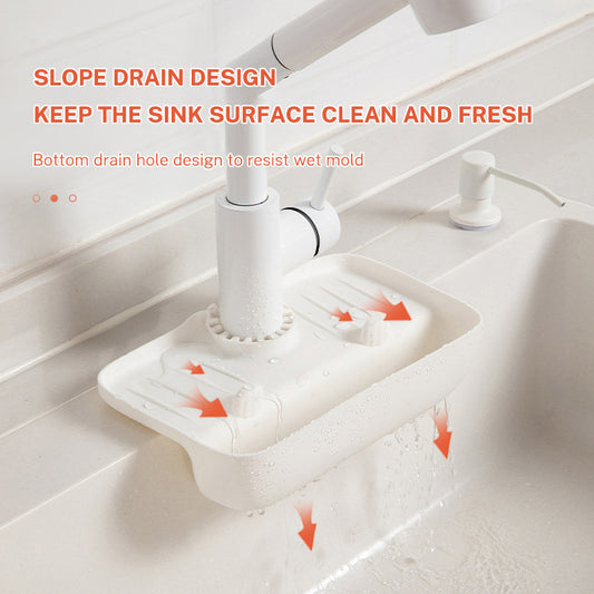 Faucet Splash Proof Drainage Rack, Sink Water Collection Pad, Kitchen Cloth, Sponge Wipe, and Drainage Storage Rack eprolo