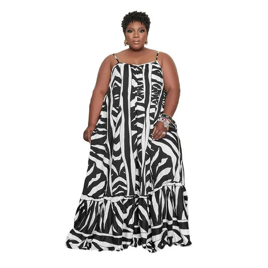 Plus Size Halter Beach Dress - Printed Maxi Dress L-5XL - Shello's Creative Boutique