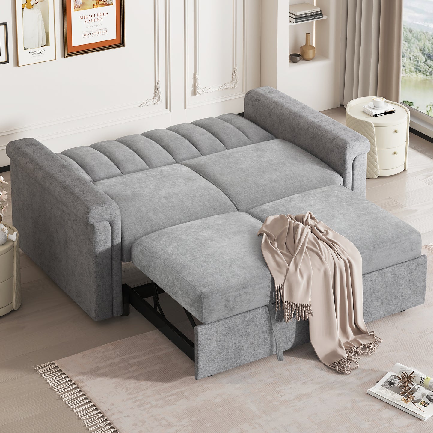 U_STYLE Convertible Soft Cushion Sofa Pull Bed ,for Two People to Sit On eprolo