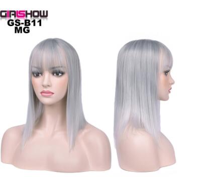 women Bob Wig With Bangs Short Straight Wigs party Synthetic Hair Heat Resistant Fiber fake hair Halloween Perucas eprolo