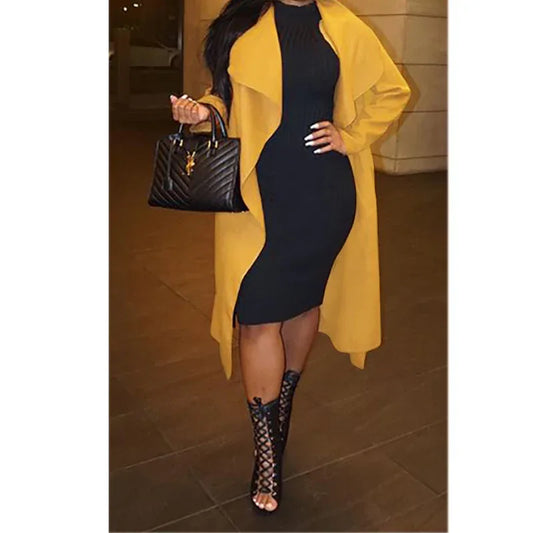 Fashion Autumn And Winter Warm All Match Loose Casual Lapel Long Sleeved Long Trench Coat Women's Clothing - Shello's Creative Boutique