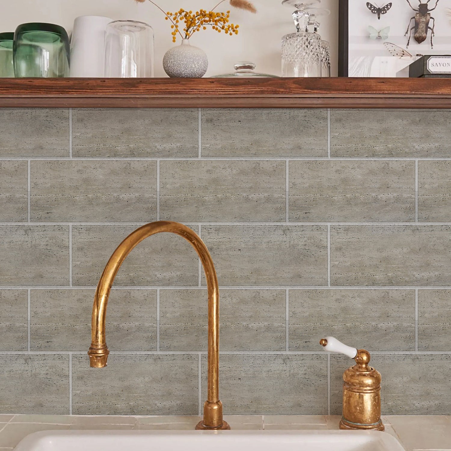 Funlife City Light Thickened Brick Stickers Brown Dirty-Resistant Kitchen And Bathroom Wall Decoration Self-Adhesive Wall Stickers