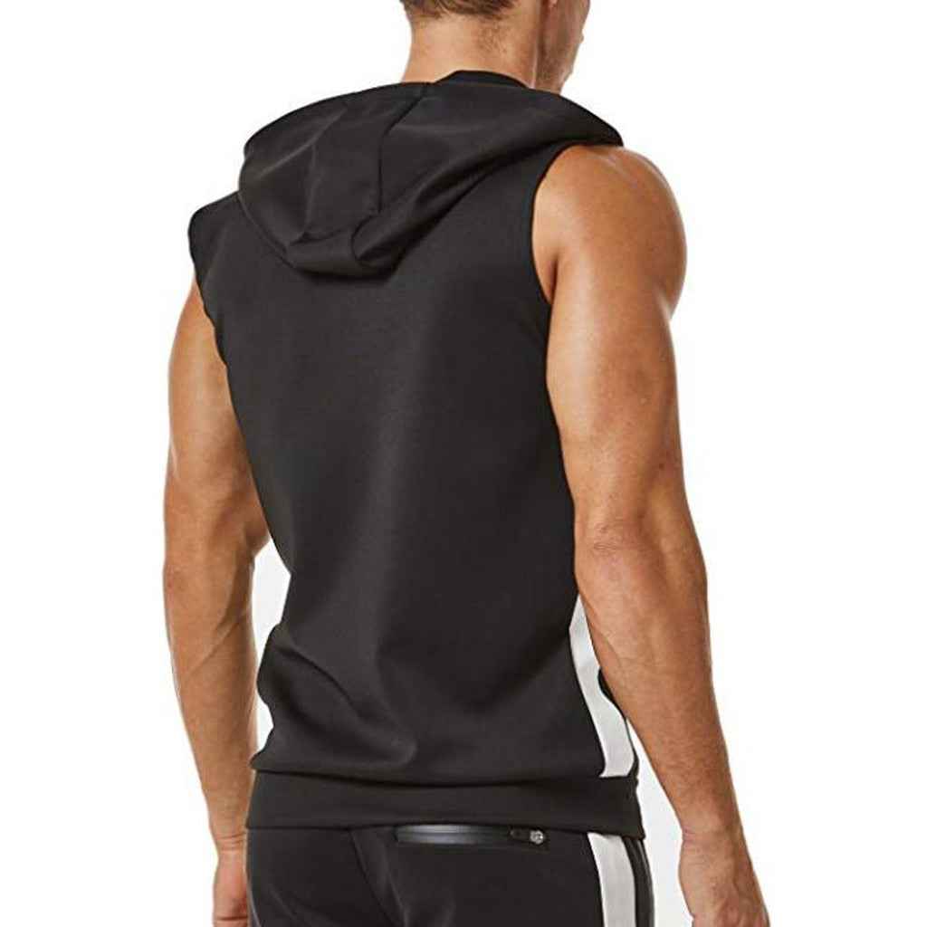 Men's Zipper Splicing Sports Hooded Vest ā Perfect for Fitness Enthusiasts