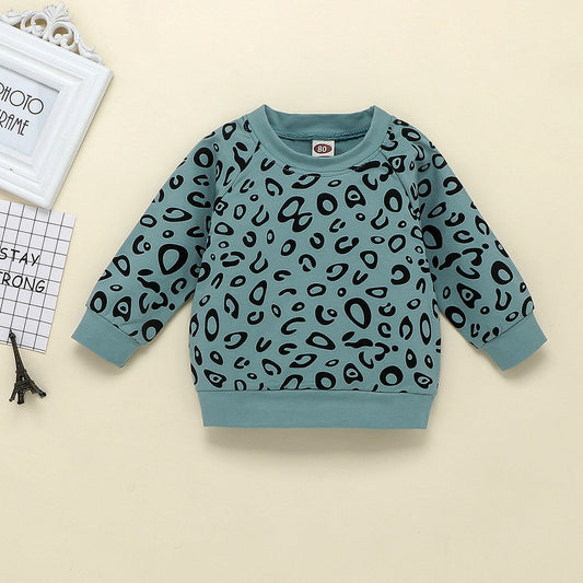 Kids Clothes Set Cartoon Print Baby Boy Girl Clothing Infant Baby Girl Boy Leopard Print T-shirt Sweater Coat Tops Pants Outfits eprolo