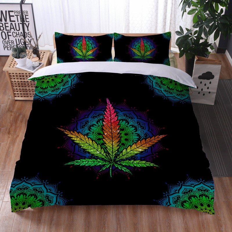 Fashionable 3 Pieces Bohemian Style Bedding Set Large Mandala Feather Printed Duvet Cover With Pillowcase Not Included Sheets eprolo