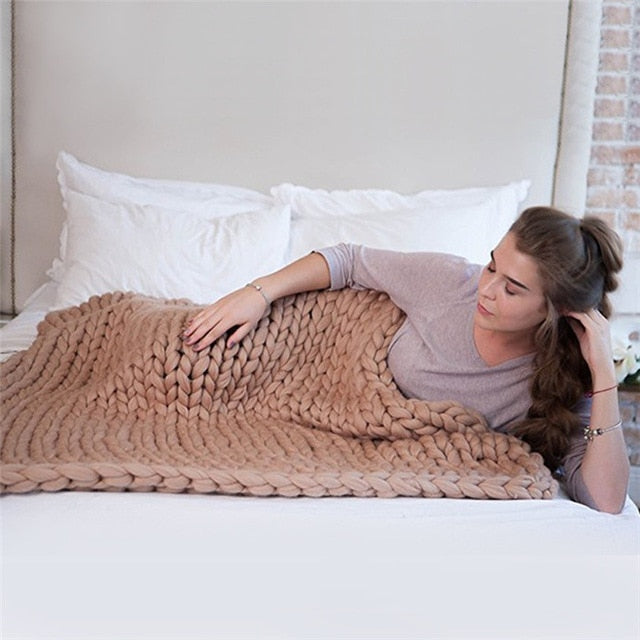 Sofa Cover Chunky Knitted Blankets Handmade Bedspreads Super Thick Yarn Merino Wool Soft Blanket Warm Winter Throw Blanket eprolo