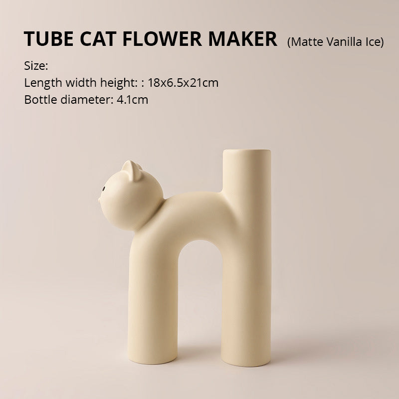 Creative Korean Christmas Cute Tubular Cat Vase Living Room Home Desktop Decoration eprolo