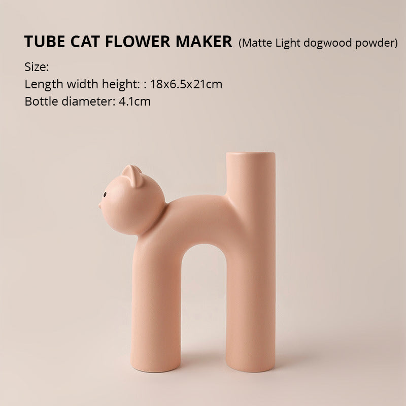 Creative Korean Christmas Cute Tubular Cat Vase Living Room Home Desktop Decoration eprolo
