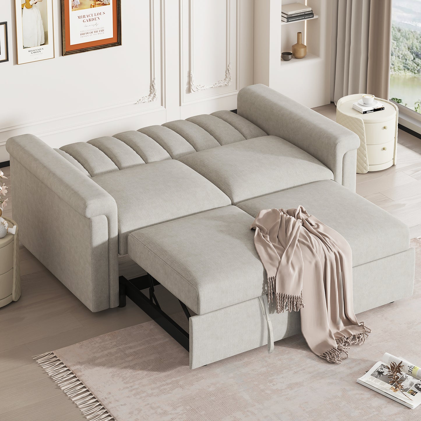 U_STYLE Convertible Soft Cushion Sofa Pull Bed ,for Two People to Sit On eprolo