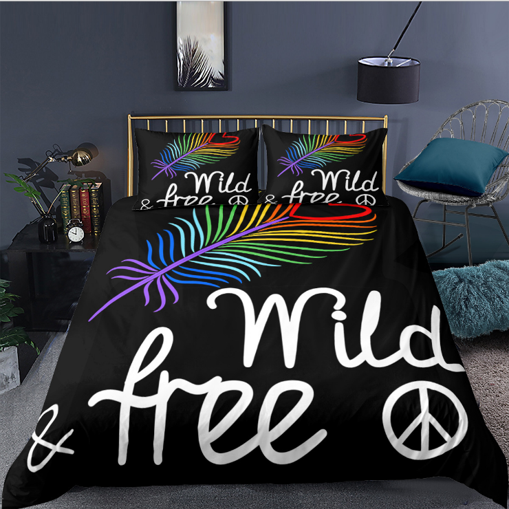 3D digital printing bedding quilt cover pillow case three piece feather series eprolo