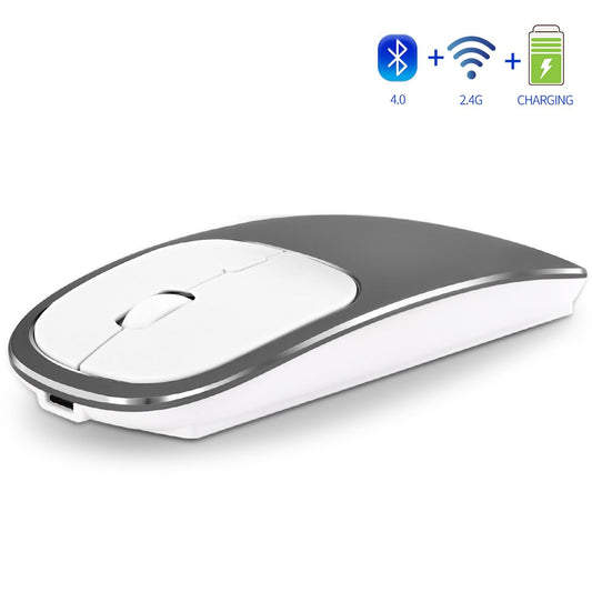 Aluminum alloy dual-mode wireless Bluetooth mouse rechargeable silent infinite computer accessories