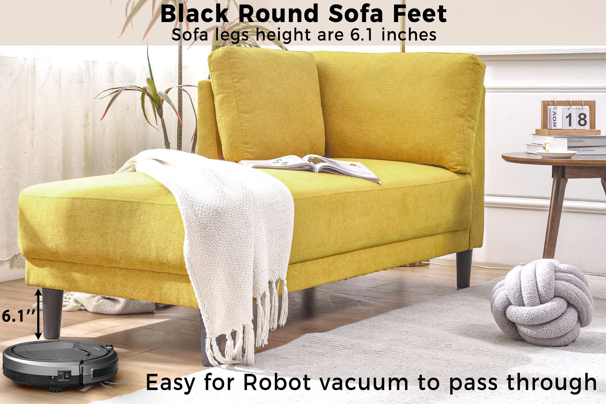 65" Mid-Century Modern Fabric Corner Lounge Chair Upholstered Indoor Chaise Lounge for Bedroom eprolo