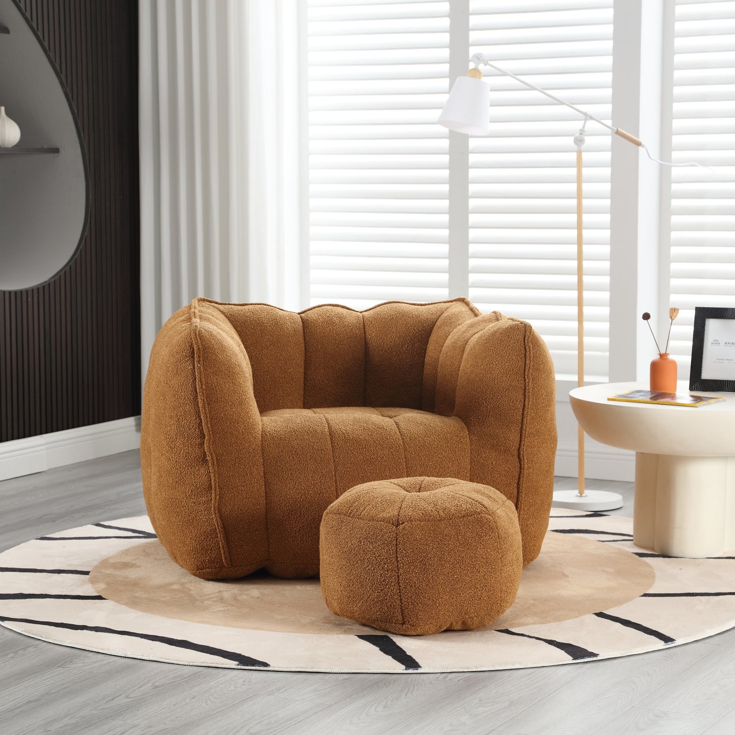 Soft Bean Bag Chair with High Resilient Foam(Chips)for living room and bedroom Comfortable Square Lazy Sofa with Footstool eprolo