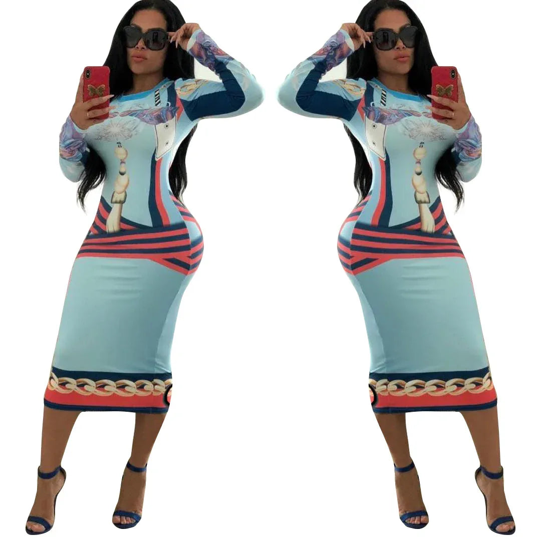 Multicolour Print Slim Night Club Dress – Spotlight Series - Shello's Creative Boutique