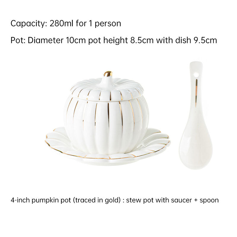 Creative Ceramic Pumpkin Cup, Steamed Egg Cup, Stewed Pot with Cover, Pure White Mini Bird's Nest Cup, Soup Cup eprolo