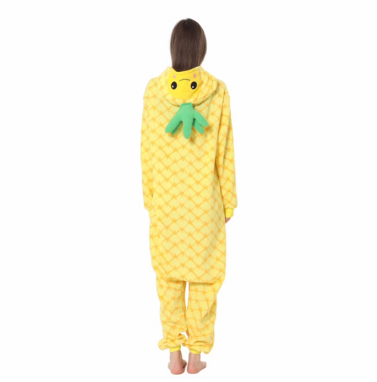 Pineapple cartoon one piece pajamas autumn and winter fleece thickened warm home clothing cute men and women Halloween Shello Creative Boutique