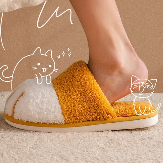 Winter House Warm Fur Slipers For Women Cute Cat paw Designer Bedroom Warm Plush Shoes Non-slip Indoor Women Furry Slippers eprolo
