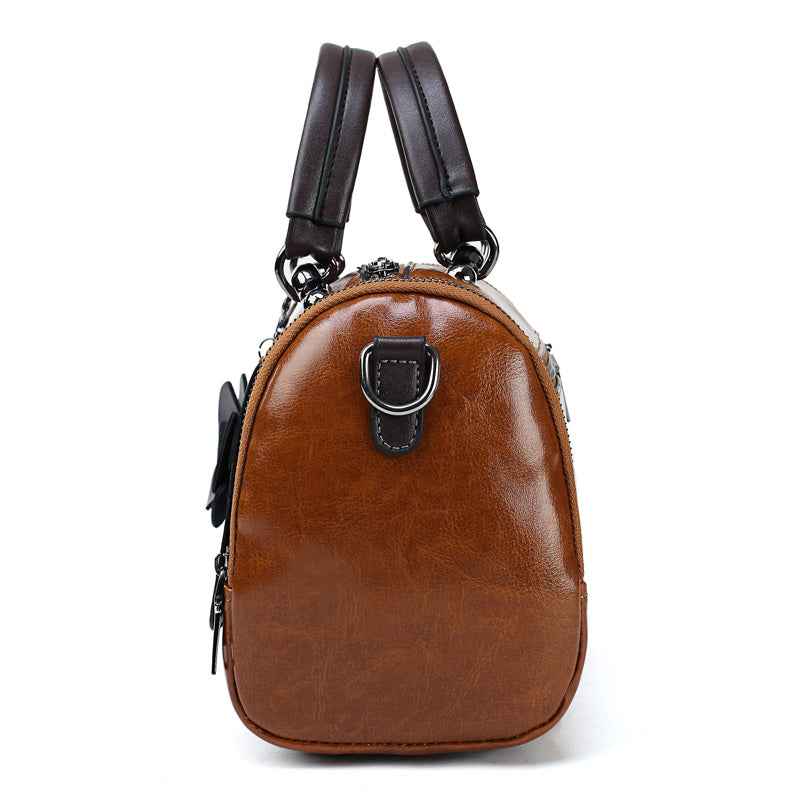 Spirituality Flower Shoulder Bag – Vintage PU Leather with Timeless Elegance and Everyday Functionality