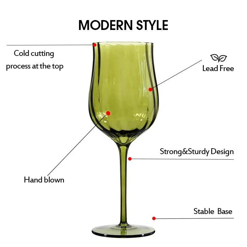 4/2/1Pcs Creative French Medieval Red Wine Glass Hand Blown Margarita Cocktail Goblet Glass Cup Dense Edges Vintage Flower Bloom eprolo