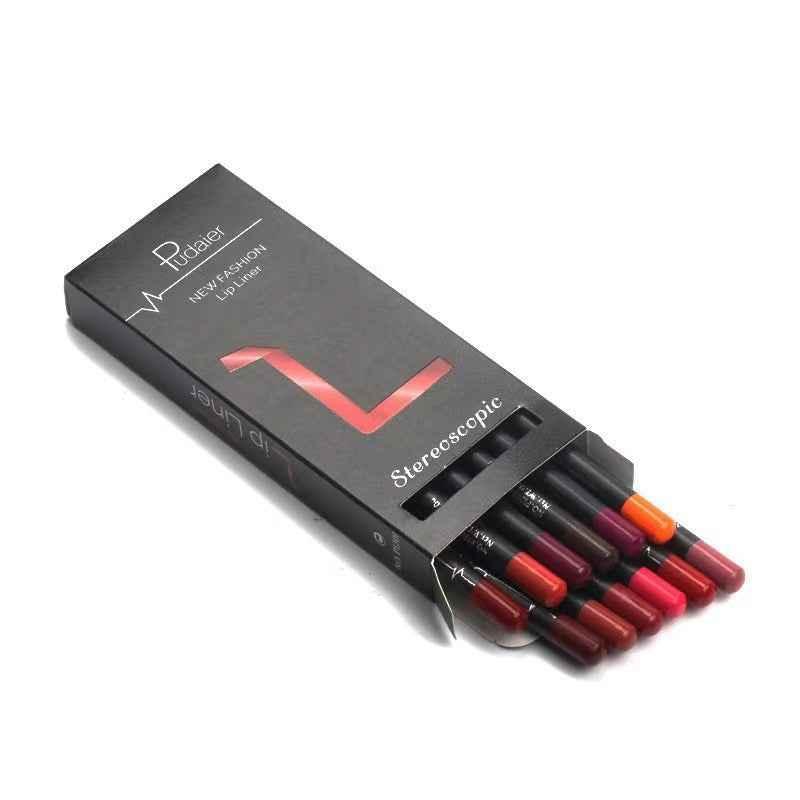 12-Colour Waterproof Lip Liner Set - Long-Lasting Matte Velvet Lipstick Pencils - Shello's Creative Boutique