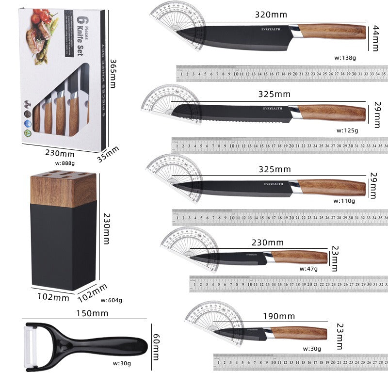 Stainless Steel Knife Wooden Handle Knife Set Kitchen Six-Piece Set Kitchen Knife Fruit Knife Gift Set Knife eprolo