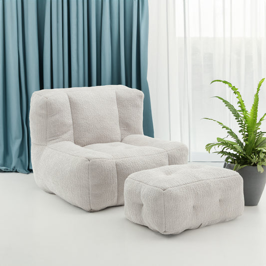 Fluffy bean bag chair Super soft couch chair with memory foam and footstool Indoor modern focus bean bag chair eprolo