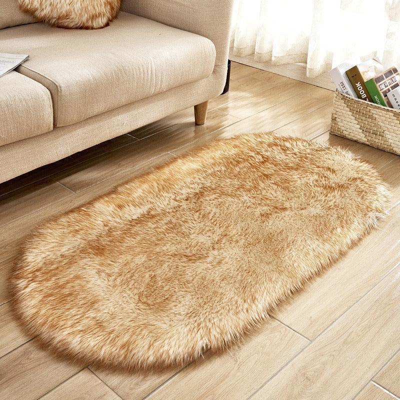 Imitation Wool Oval Plush Carpet – Soft Luxury for Any Space - Shello's Creative Boutique