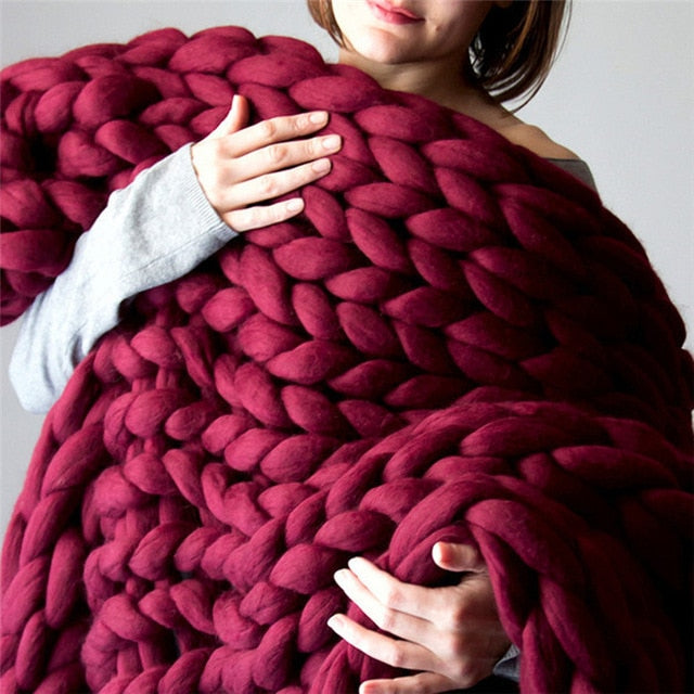 Sofa Cover Chunky Knitted Blankets Handmade Bedspreads Super Thick Yarn Merino Wool Soft Blanket Warm Winter Throw Blanket eprolo