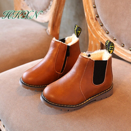 limited Winter Rain Boots Short Boots Big Boy Children's Shoes Boys Short Boots England Leather shoes Girls Boot New botas eprolo