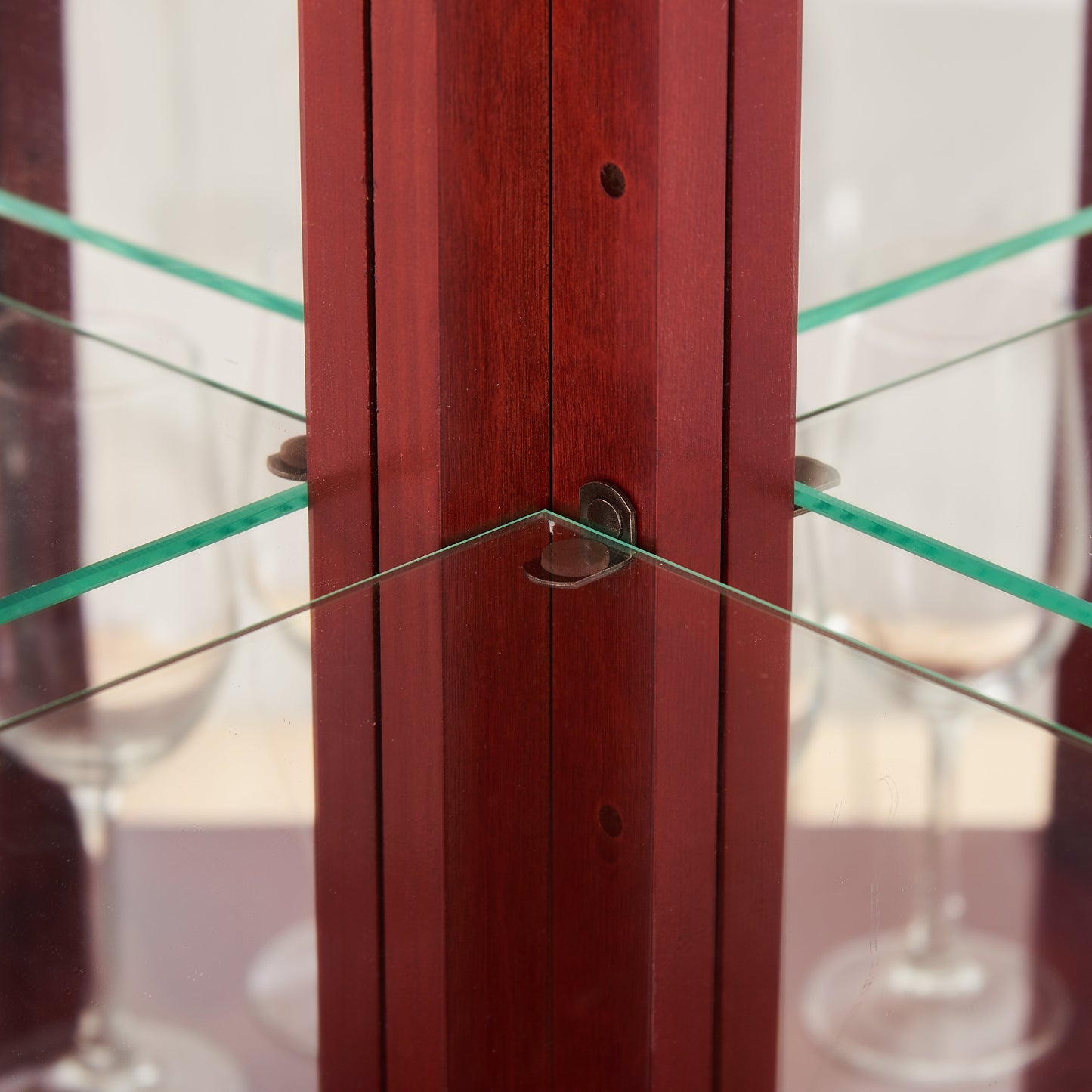 Corner Curio cabinet with illuminated glass display stand and tempered glass door, with adjustable bracket and light bulb eprolo