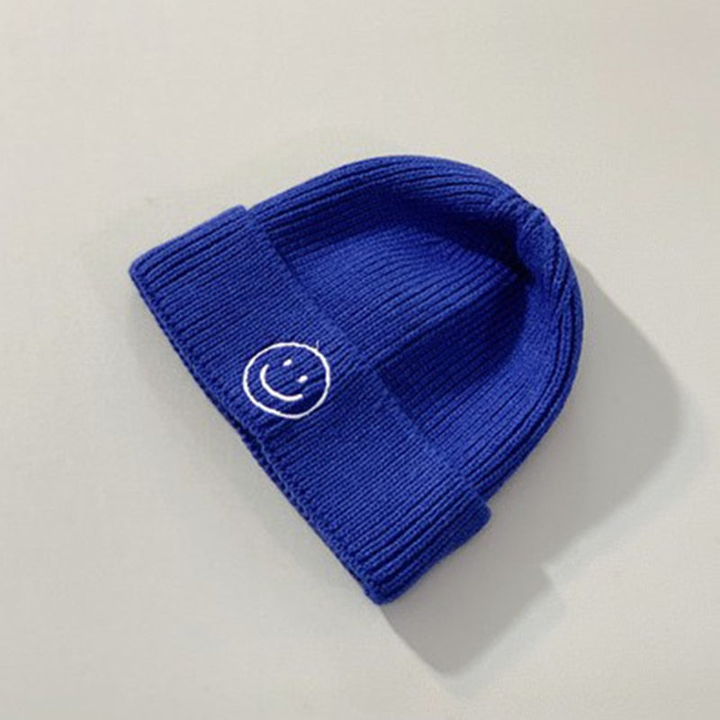 Baby Hat Solid Color Boy Girl Cartoon Smile Embroidery Winter Kids Knitted Hats Children Warm Beanies Child Caps For Babies eprolo