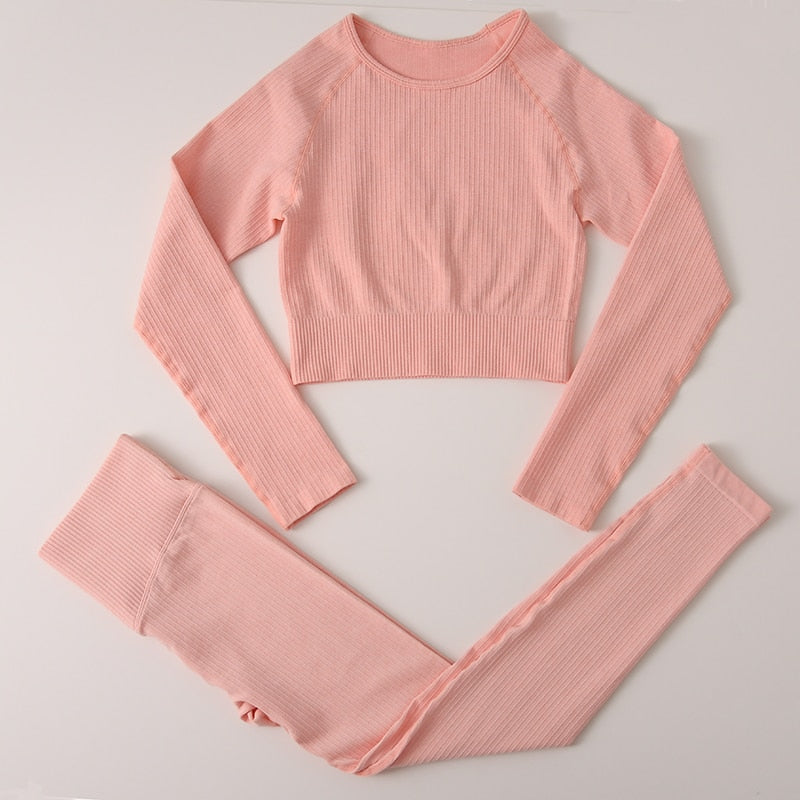 Women Gym Clothing Female High Waist Yoga Pants Tracksuit Women Fitness Clothing 2 Piece Set -Shello's Creative Boutique