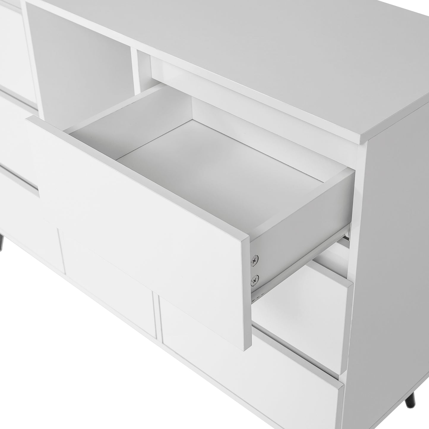 Living Room Sideboard Storage Cabinet White High Gloss with LED Light eprolo