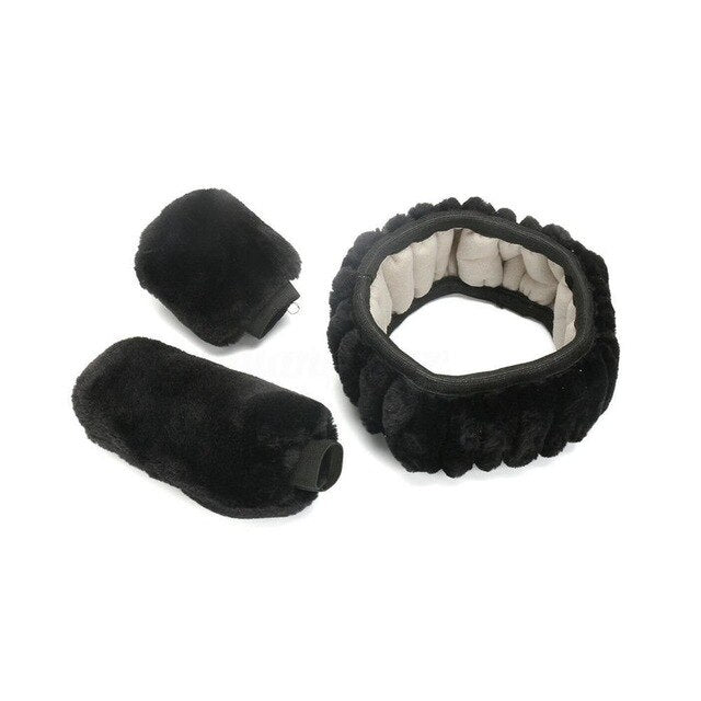 Luxury Plush Steering Wheel Cover Set - Winter Car Interior Accessories
